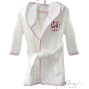 Детски халат за баня с бродерия - Розово Зайче